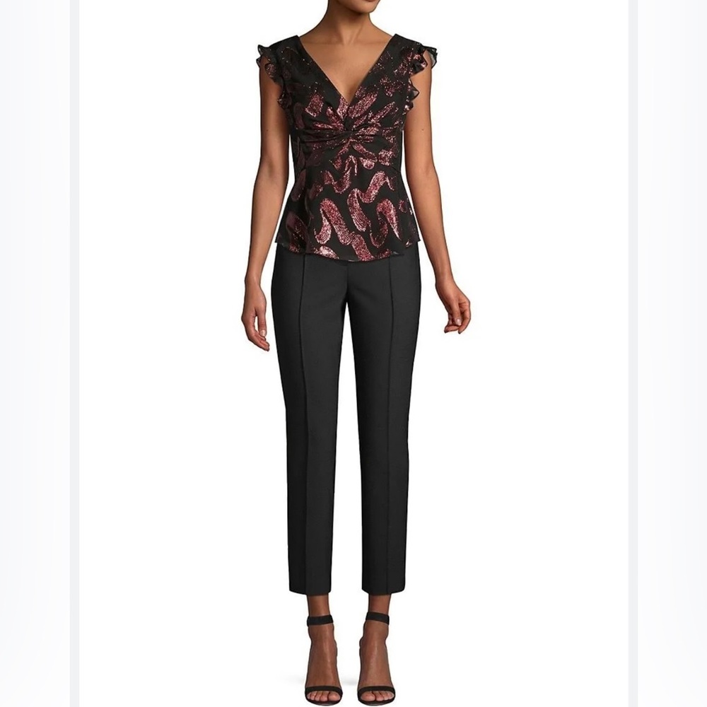 ⭐️$325 NWT! Rebecca Taylor Lurex Jacquard Silk Blend Top size 2⭐️